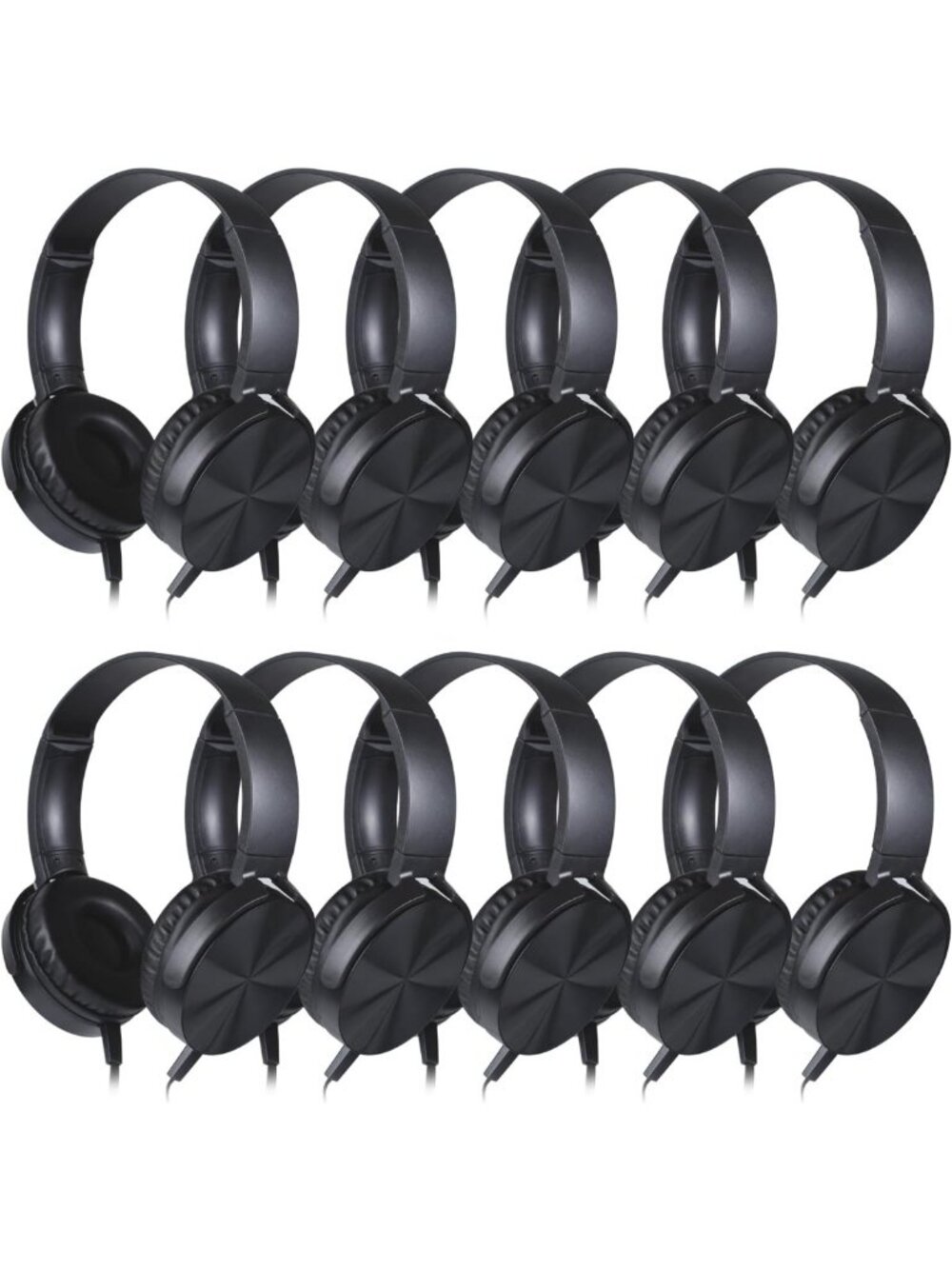 10 Pack Durable Wired Headphones for Kids & Adults - Bulk Classroom Earphones